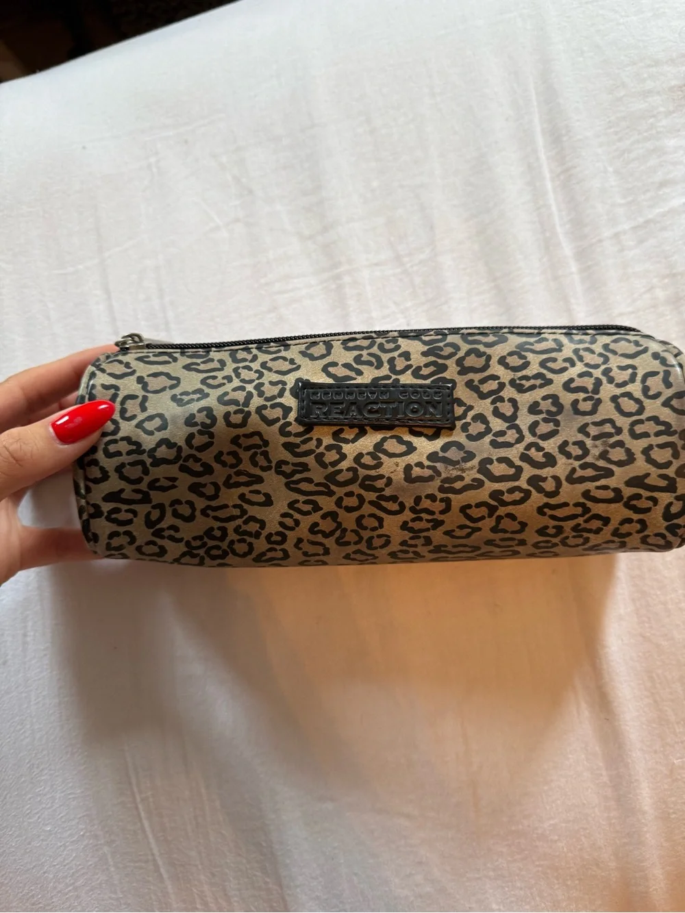 Kenneth Cole Reaction Leopard Print Cosmetic Pouch in Tan and Black